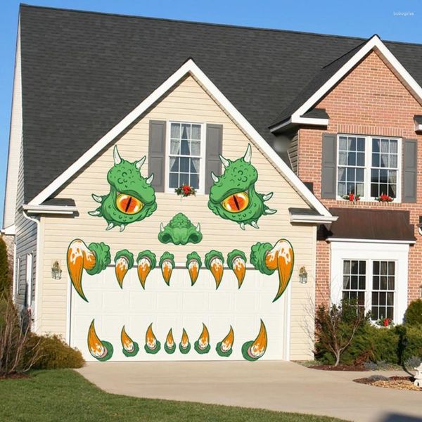 Autocollants de fenêtre d'horreur Hallowenn Grimace, grands yeux, crocs de terreur, autocollant mural de porte de Garage, fête d'halloween, décoration de jardin de maison