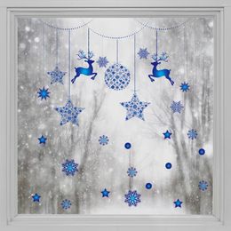 Autocollants de fenêtre kizcozy balle de Noël bleu diy film décoratif maison et décoration en verre statique Cling