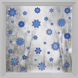 Autocollants de fenêtre Kizcozy Creative Blue Flocons de neige Film de Noël décoratif double face épaissie statique réutilisable