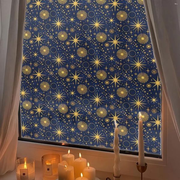 Pegatizas de ventana Kizcozy Cielo azul oscuro decorativo con estrellas adhesivas adhesivas impermeables películas decoración del hogar de vidrio reutilizable