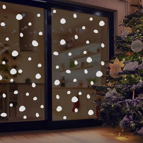 Pegatinas de ventana Kizcozy calcomanías de copas de nieve blanca casa de doble cara y decoración película adhesiva para vidrio