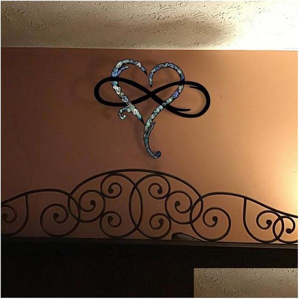 Autocollants de fenêtre Salon Accueil Porte Ménage Infini Coeur Décoration Murale Métal Art Crémaillère Cadeau Décor Pour Chambre Drop De Otm0R