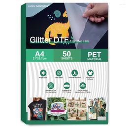 Windowstickers Lucky Goddness Glitter DTF Transferfilm A4 Afdrukbaar Mat Iron-On Heat Paper for Dark Light Fabric 50 PCS HTV