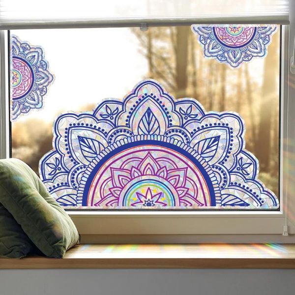 Autocollants de fenêtre Mandala Decal Statique Fleur Verre Cling Privacy Film décoratif