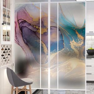 Window Stickers Marbling Static Glass Film Niet-lijm Privacy Stained Berijpte Tint voor badkamer Decor Custom