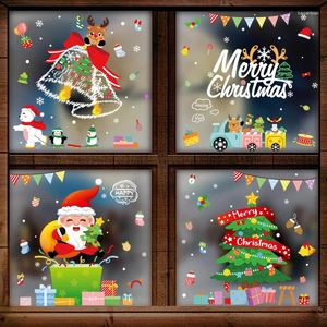 Raamstickers Merry Christmas Decal Decoratie voor Home 2024 Wall Sticker Santa Claus Snowflake Kinderkamer Stickers Jaar