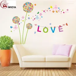 Autocollants de fenêtre MEYA bricolage pissenlit amour couleur fleur autocollant chambre chambre salon fond décoration murale