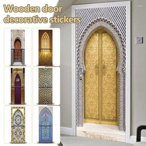 Raamstickers moslimmeubels koelkast deurkast dubbele deur koelkast zelf-klevende kunst muurschildering verwijderbare omslagfilm eid decor