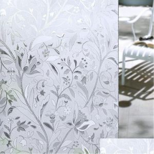 Raamstickers Nieuw 45X100Cm Uv-bestendig Statisch Cling Frosted Gebrandschilderd Bloemglas Glasfolie Sticker Privacy Home Drop Delivery Home Ga Otqv5