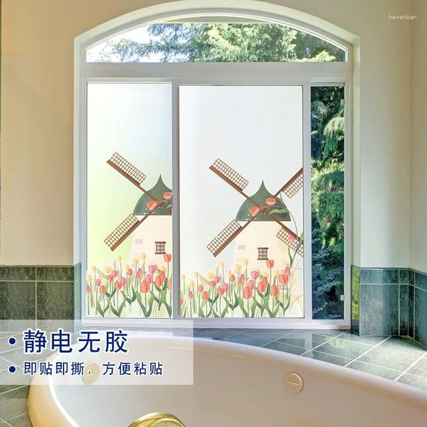 Stickers de fenêtre nordique Sticker Balcon Balcon Decoration Small Fresh Electrostatic Grosted Glass Film