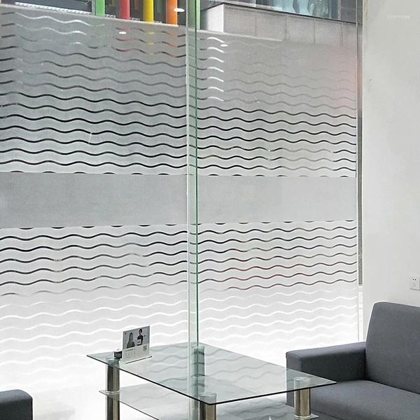 Stickers de fenêtre Bureau de bureau glaçage Grosting Big Wave Office Glass Wall Partition for Business Decoration 45/60/90x300cm