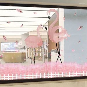 Raamstickers roze flamingo glazen sticker muur diy vogels muurschildering stickers voor woning decoratiewinkel display