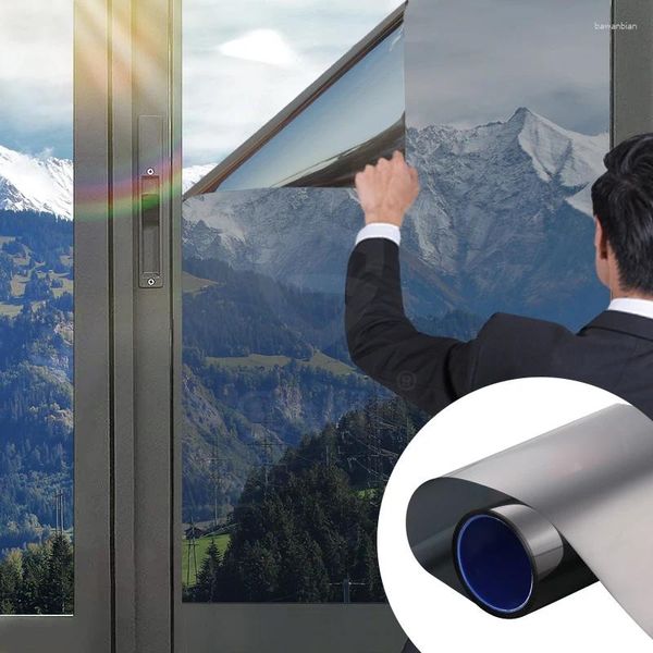 Stickers de fenêtre Intimité House Blocage de chaleur Transparent Protection solaire adhésive pour Windows Film