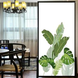 Raamstickers privacy vensters film decoratieve groene planten bladeren gebrandschilderd glas geen lijm statische huishoudelijke frosted tint