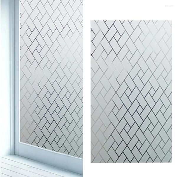 Pegatinas de la ventana Privacidad Windows Película Rhombic Blough Patrón esmaltada para la sala de estar de baño 100x45cm