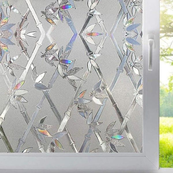 Autocollants de fenêtre PVC Film de verre autocollant 3D 45 200 cm couverture statique givrée intimité décor à la maison Films décoratifs décoration