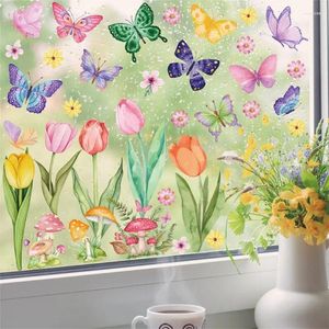 Autocollants de fenêtre amovibles Spring Summer Sticker Static Sticker Decorative Flowers Mur for Home Shop Display Decor