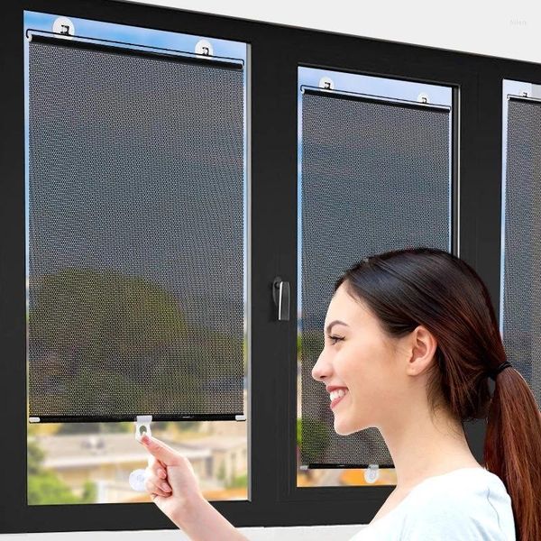 Pegatizas de ventana persianas autoadhesivas Cortinas apagadas Aislamiento térmico Sunshade con tazas de succión para la sala de estar de la sala de estar