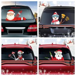Pegatinas de ventana autoadhesivas para coche, pegatina de limpiaparabrisas con dibujos animados bonitos para parabrisas trasero, decoración navideña para vehículo