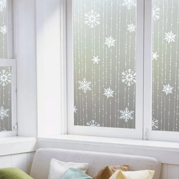 Pegatinas de la ventana Patrón de copos de nieve Película de vidrio sin glúer