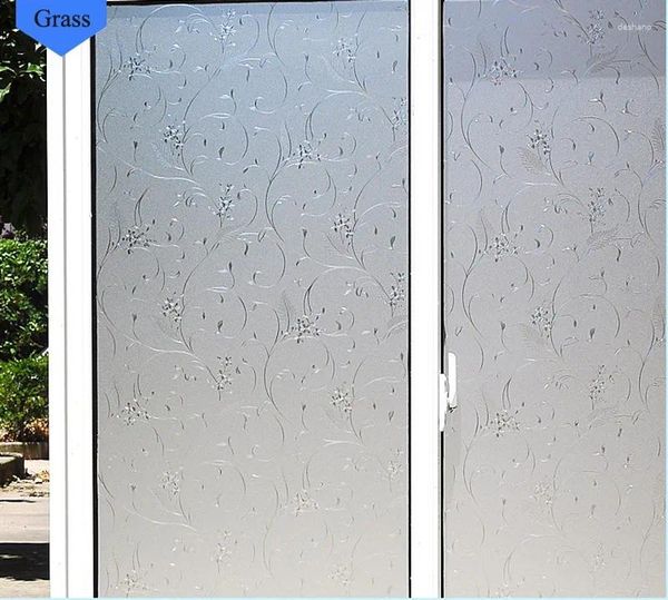 Pegatinas de la ventana Película de privacidad estática Bambú en relieve/vidrio/hojas Pegatina de vidrio manchada Diy Creative Home Decor 3D Láser