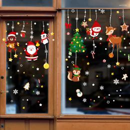 Autocollants de fenêtre en verre inoxydable statique, fleur, affichage mural de noël, pendentifs de décoration festive