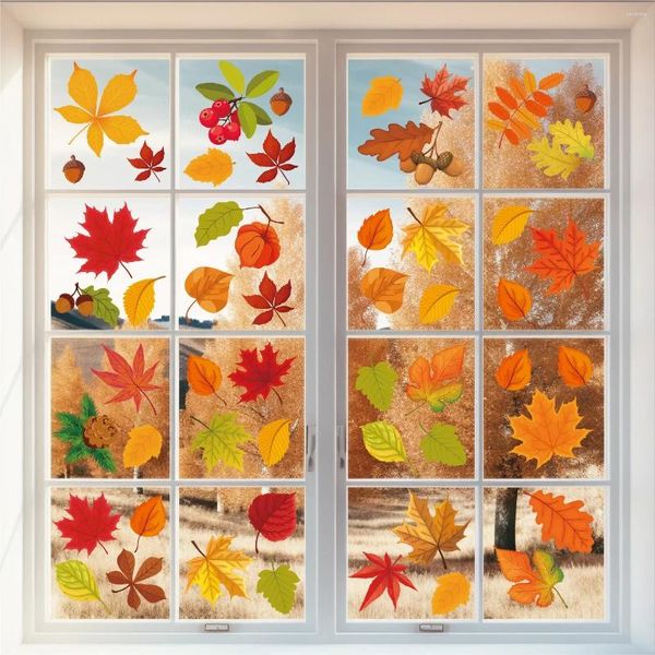 Autocollants de fenêtre, feuille autocollante, impression Double face, décoration de porte électrostatique, verre d'érable pour Thanksgiving