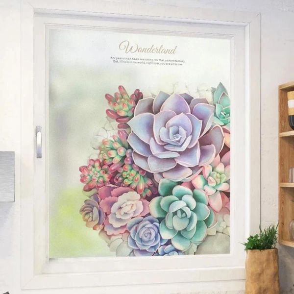 Autocollants de fenêtre succulent Film de plante Intimité Glass Sticker Static Static Static Free Taching Bedroom Kitchen Frosted Custom Taille Home Decor