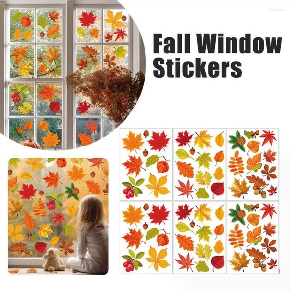 Stickers de fenêtre Thanksgiving Day Mur Autocollant Home Decoration chaude Maple Verre Sans Glueless Pvc Decal Automne Door le H9O1