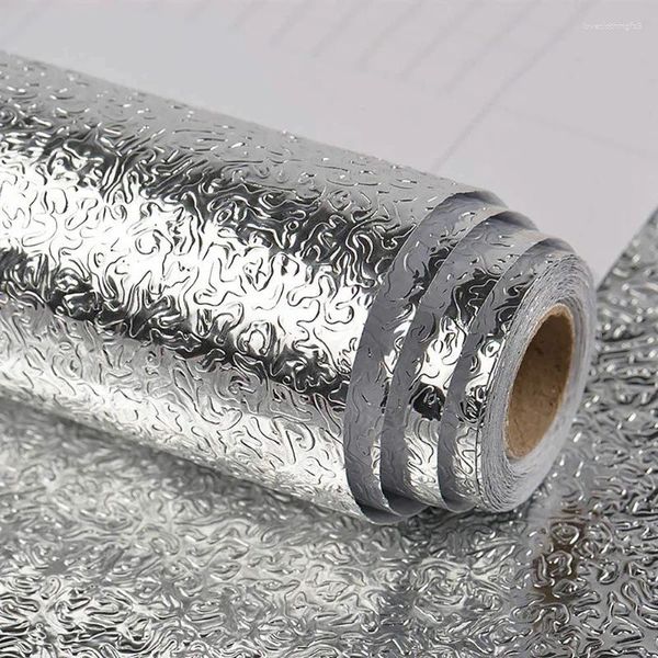 Autocollants de fenêtre Le panneau arrière de la cuisine peut être décollé et collé avec du papier de contact en aluminium en aluminium pour éviter la chaleur de l'huile