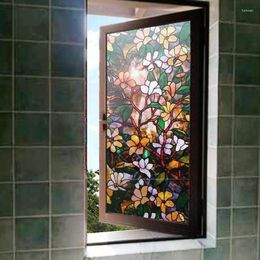 Raamstickers verdikken No-Llue 3D gekleurd magnolia-film Static Tinting Frosted Decorative Privacy 40/45/50/60/70/80 100 cm