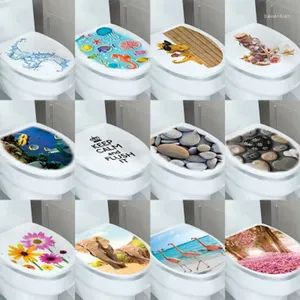 Raamstickers toilet voetstuk pan cover sticker wc ontlasting commode badkamer decor 3d geprinte bloem uitzicht letters home decoratio