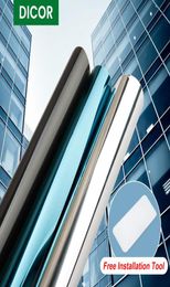 Raamstickers Top One Way Mirror Film Zelfklevend Reflecterend Solar Privacy Tint Voor Thuis Blauw Zilver Glas5312095