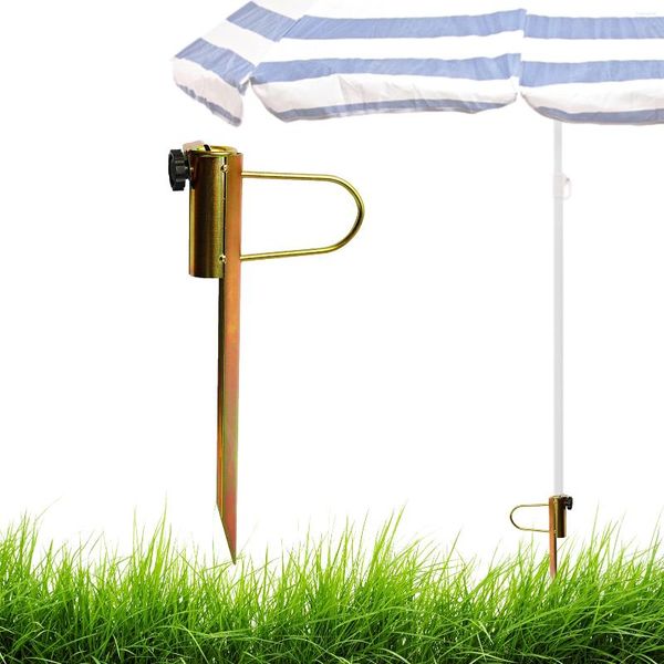 Autocollants de fenêtre Support de parapluie 16,5 pouces de long Support de tige en métal solide Parasol de jardin de plage Poteau de drapeau de sable Ancre d'herbe au sol