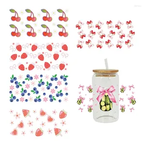 Vensterstickers UV DTF sticker fruit thema voor de 16oz libbey -bril wraps cup kan DIY waterdichte gemakkelijk te gebruiken aangepaste emblemen d15352