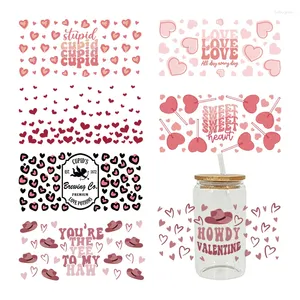 Pegatinas de ventana UV DTF Sublimación Teacher Loves Valentine's Day Candy Sugar Hearts Impreso para 16 oz Libbey Glasses Wraps D6016