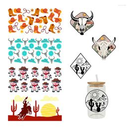 Pegatinas de ventana UV DTF Transfer Sticker Cowboy For The 16oz Libbey Glasses Wraps Bottles Cup Can DIY Impermeable Fácil de usar Calcomanías personalizadas