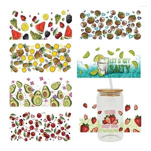 Autocollants de fenêtre UV DTF Autocollant de transfert Fruits d'été pour les verres Libbey de 16 oz Wraps Bouteilles Cup Can DIY Stickers personnalisés imperméables D6997