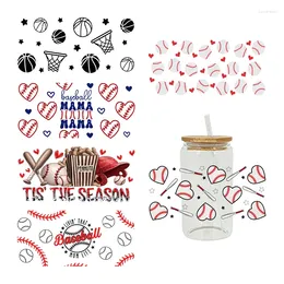 Raamstickers UV DTF Transfer Sticker Tis The Season Baseball Mom Gedrukt Basketball Mama Coffee Cup Voor 16oz Wrap Libbey Glass Can D13214