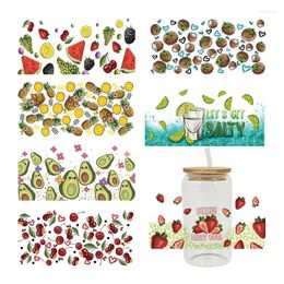 Autocollants de fenêtre UV DTF, autocollant de transfert de film de dessin animé fruits pour tasse en verre de 16Oz, impression imperméable, clair, lisse, bricolage facile à utiliser D6997