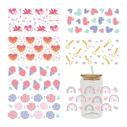 Raamstickers Valentijnsdag DIY Cup Wrap Transfer Sticker voor 16oz Libbey Cups UV Dtf zelfklevende waterdichte stickers aangepaste D5273