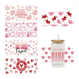 Autocollants de fenêtre Saint-Valentin UV DTF Transferts d'enveloppe de tasse imperméables pour la décoration en verre D6046