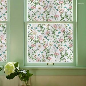 Windowstickers Vintage Pastorale stijl Romantische film Privacy Glassfilms Camellia Rose Flower Stained Frosted Static Cling Sticker