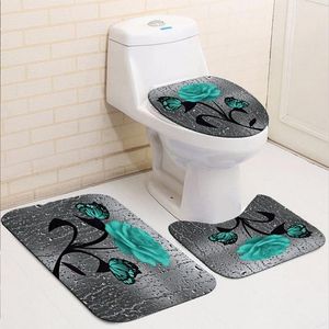 Raamstickers waterdichte badkamer douchegordijn accessoires bloembad sets toiletbedekking niet-slip mat tapijt tapijt