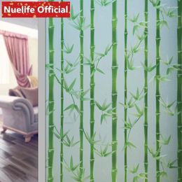 Stickers de fenêtre Largeur 45/60 / 90cmx200cm Green Bamboo Leaf Match Glass Film Film de salle de bain cuisine Kingers Kindergarten Living A
