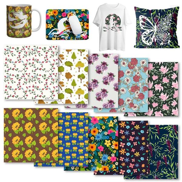 Autocollants de fenêtre xfx plante Infugeable Transfert Ink 12x12 In fleurs SUBLIMATION POWER FEUILLE POUR CRICUT JOY MUG PRESS T-shirts DIY