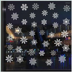 Autocollants de fenêtre année noël flocon de neige statique autocollant en verre réutilisable amovible pour bain fête Festival décoration fenêtre