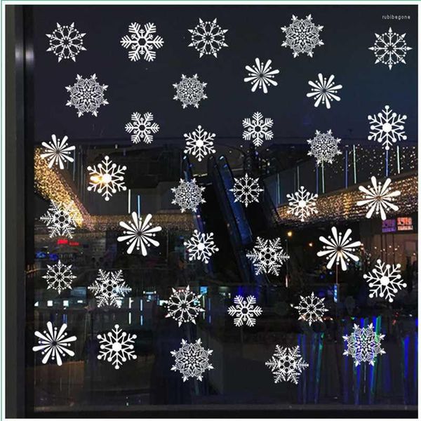 Pegatinas de ventana Año Navidad Copo de nieve Estático Adhesivo de vidrio Reutilizable Extraíble Para Baño Fiesta Festival Decoración Ventana