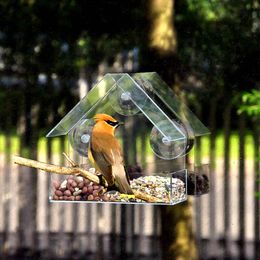 Raam Wild Bird Feeder huis transparante tafel verwijderbare zuigbekers schuifvoedingvak voor tuinpatio tuin 231221