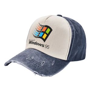 Accessoires de casquette de baseball Windows 95 Vintage en coton vieilli classique Windows95 Vaporwave système informatique chapeau de papa réglable 240311